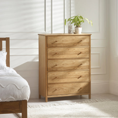 Julian Bowen Chests Coxmoor 5 Drawer Wide Chest - Oak