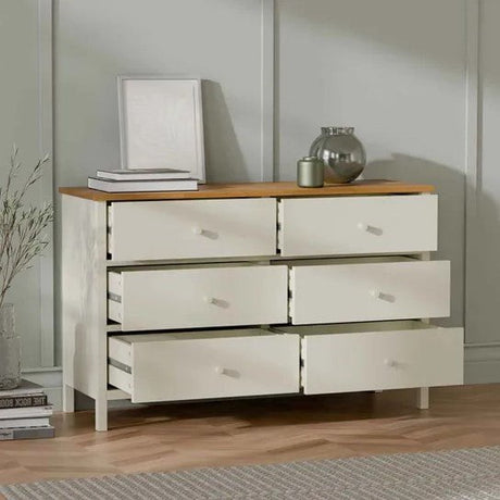 Julian Bowen Chests Coxmoor 6 Drawer Chest - Ivory and Oak