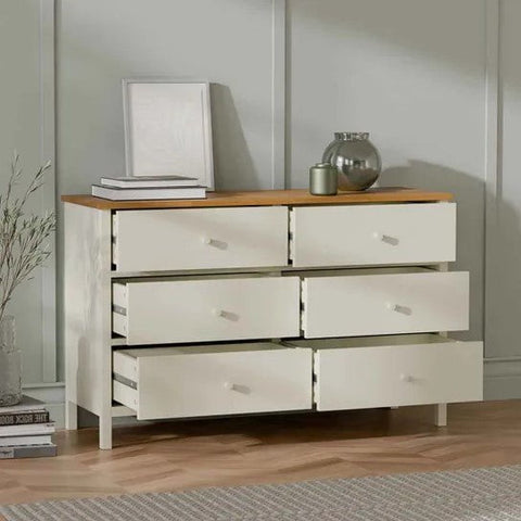 Coxmoor 6 Drawer Chest - Ivory and Oak