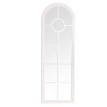 Narrow White Arched Window Mirror
