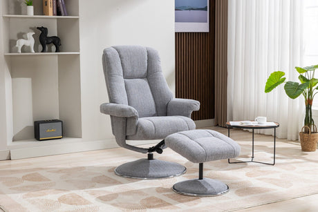 GFA Reclining Chair Cha Cha Dove Fabric Denver Manual Recliner Swivel Chair and Foot Stool