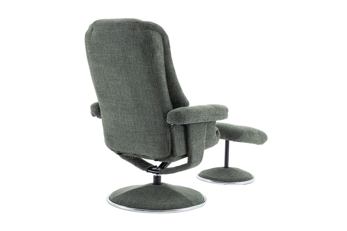 GFA Reclining Chair Cha Cha Fern Fabric Denver Manual Recliner Swivel Chair and Foot Stool