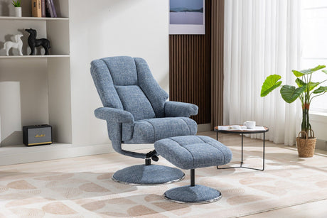 GFA Reclining Chair Cha Cha Ocean Fabric Denver Manual Recliner Swivel Chair and Foot Stool