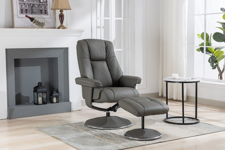 GFA Reclining Chair Cinder Leather/Match Denver Manual Recliner Swivel Chair and Foot Stool
