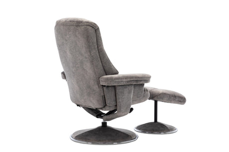 GFA Reclining Chair Elephant Fabric Denver Manual Recliner Swivel Chair and Foot Stool