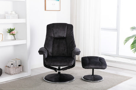 GFA Reclining Chair Liquorice Fabric Denver Manual Recliner Swivel Chair and Foot Stool