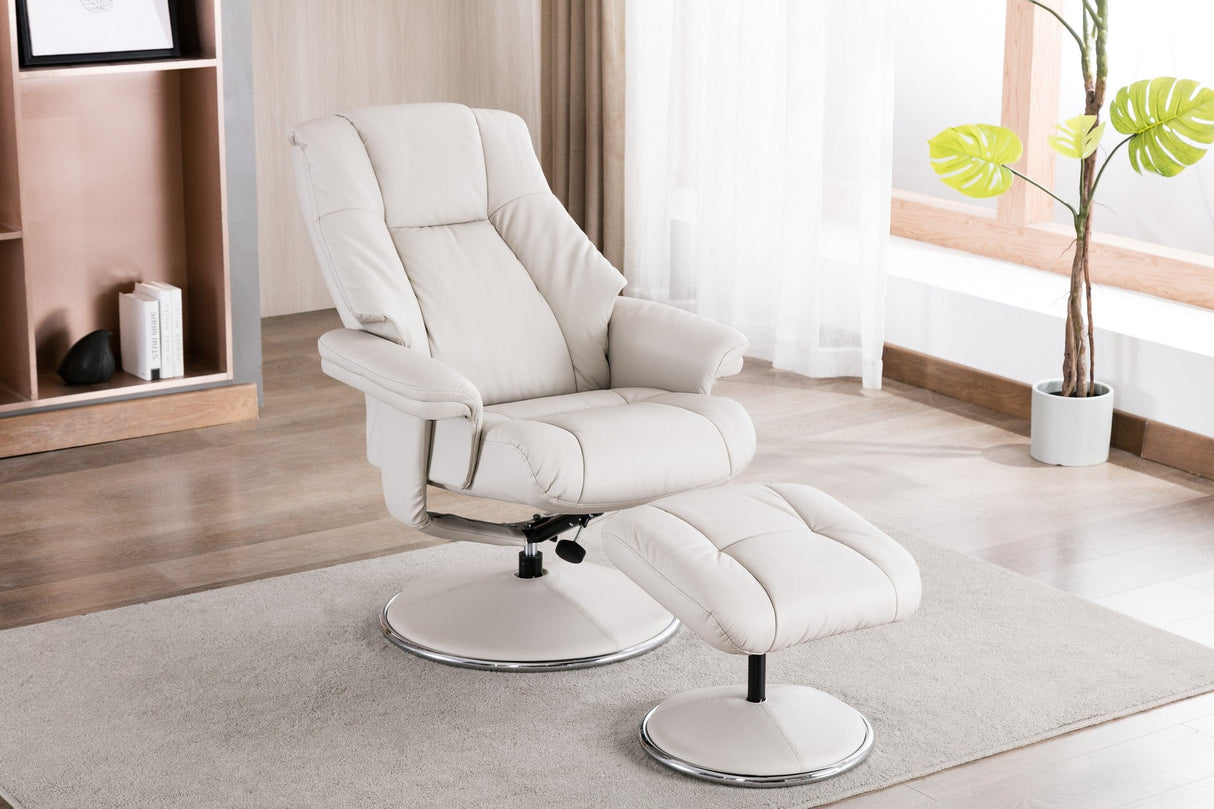 GFA Reclining Chair Mushroom Leather/Match Denver Manual Recliner Swivel Chair and Foot Stool