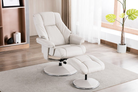 GFA Reclining Chair Mushroom Leather/Match Denver Manual Recliner Swivel Chair and Foot Stool