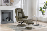 GFA Reclining Chair Olive Green Leather Match Denver Manual Recliner Swivel Chair and Foot Stool