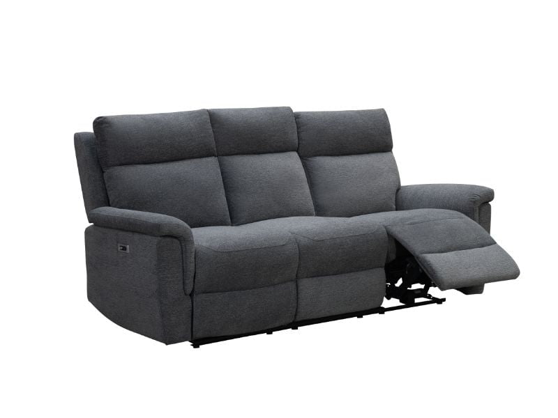 Furniture Link 3 Seater Sofa Grey Detroit Electric Reclining 3 Seater Sofa