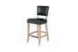 Vida Living Bar Stool Ink Blue Duke Leather and Oak Bar Stool