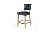 Vida Living Bar Stool Ink Blue Duke Leather and Oak Bar Stool