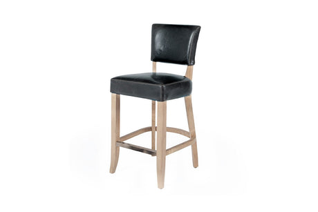 Vida Living Bar Stool Ink Blue Duke Leather and Oak Bar Stool
