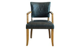 Vida Living Dining Chair Ink Blue Leather Duke Leather Carver Armchair