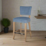Vida Living Blue Duke Plush and Oak Bar Stool