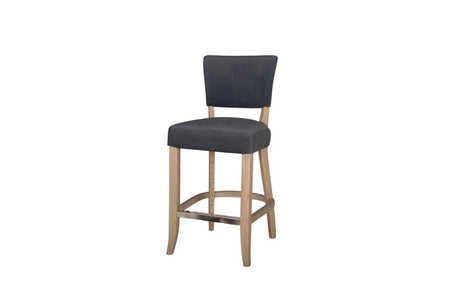 Vida Living Dark Grey Duke Plush and Oak Bar Stool