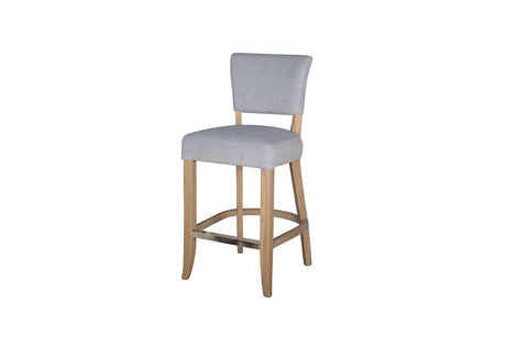 Vida Living Light Grey Duke Plush and Oak Bar Stool