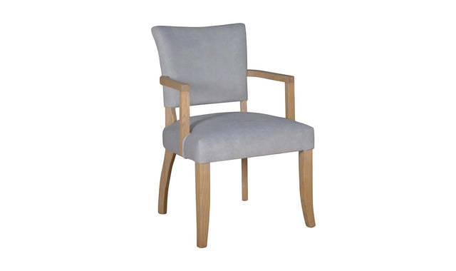 Vida Living Dining Chair Light Grey Duke Plush Carver Armchair