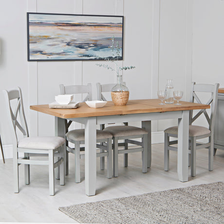 Your Home Essentials Dining Table Set Easterly 120cm Butterfly Extending Grey Dining Table Set with Chairs