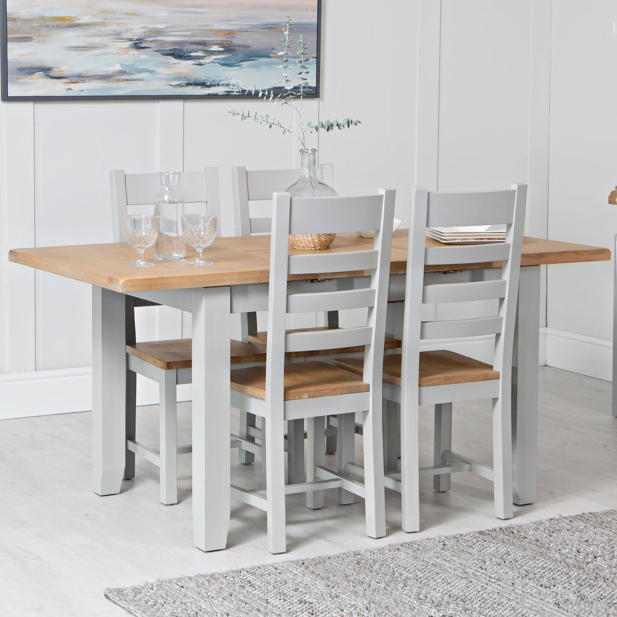 Your Home Essentials Dining Table Set Easterly 120cm Butterfly Extending Grey Dining Table Set with Chairs