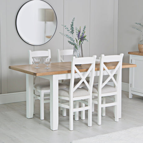 Your Home Essentials Dining Table Set Easterly 120cm Butterfly Extending White Dining Table Set with Chairs
