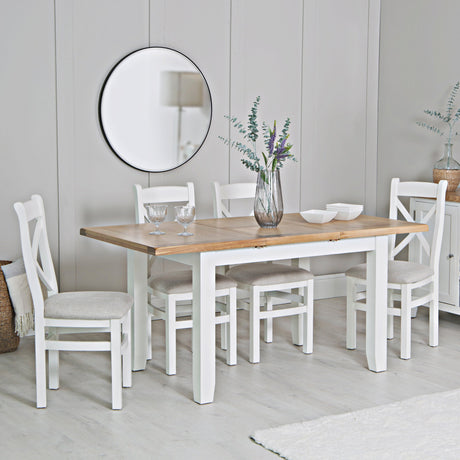 Your Home Essentials Dining Table Set Easterly 120cm Butterfly Extending White Dining Table Set with Chairs