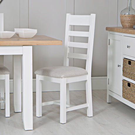 Your Home Essentials Dining Chair DefaultTitle Easterly Ladder Back White Dining Chair Fabric Seat