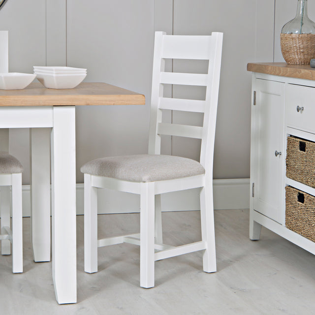 Your Home Essentials Dining Chair DefaultTitle Easterly Ladder Back White Dining Chair Fabric Seat