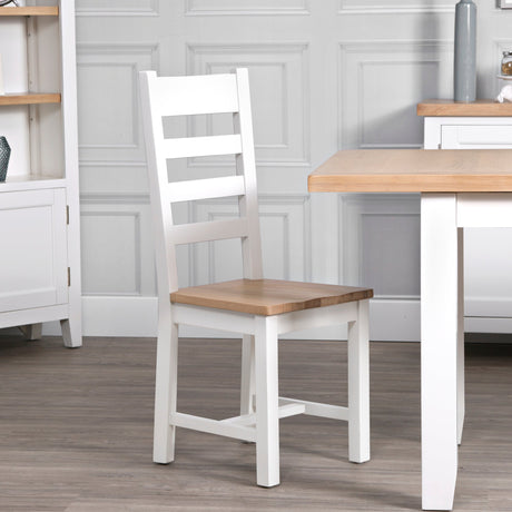 Your Home Essentials Dining Chair DefaultTitle Easterly Ladder Back White Dining Chair Wooden Seat