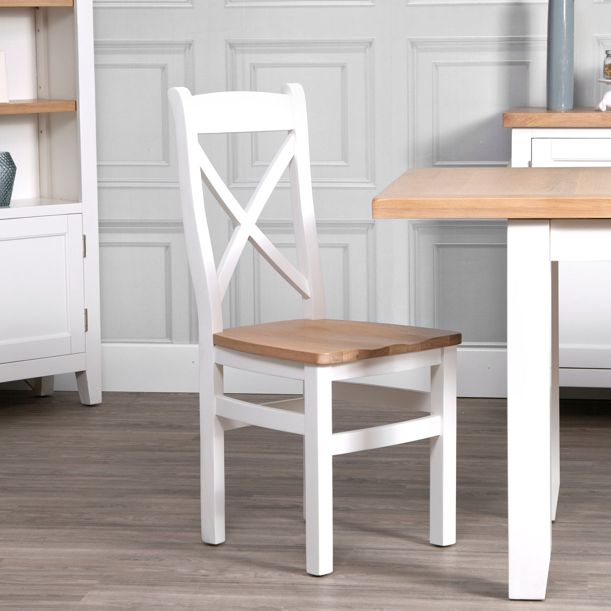 Your Home Essentials Dining Chair DefaultTitle Easterly White Cross Back Chair Wooden Seat