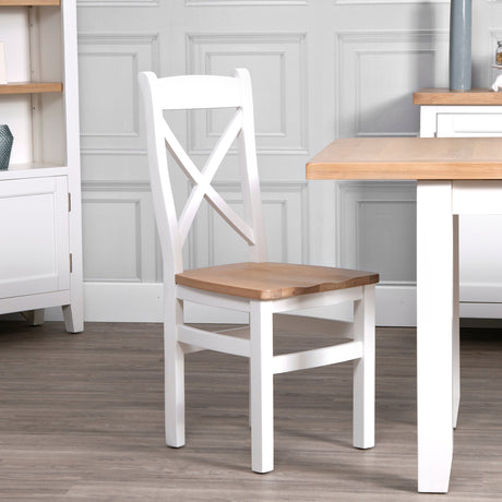 Your Home Essentials Dining Chair DefaultTitle Easterly White Cross Back Chair Wooden Seat