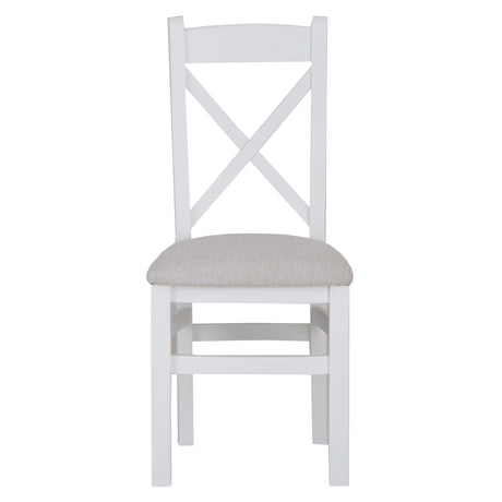 Your Home Essentials Dining Chair DefaultTitle Easterly White Cross Back Dining Chair Fabric Seat
