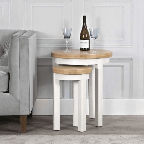 Your Home Essentials Nest of Tables Easterly White Round Nest of 2 Tables