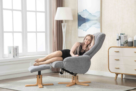 GFA Reclining Chair Florida Manual Recliner Swivel Chair and Foot Stool in Fabric - GFA