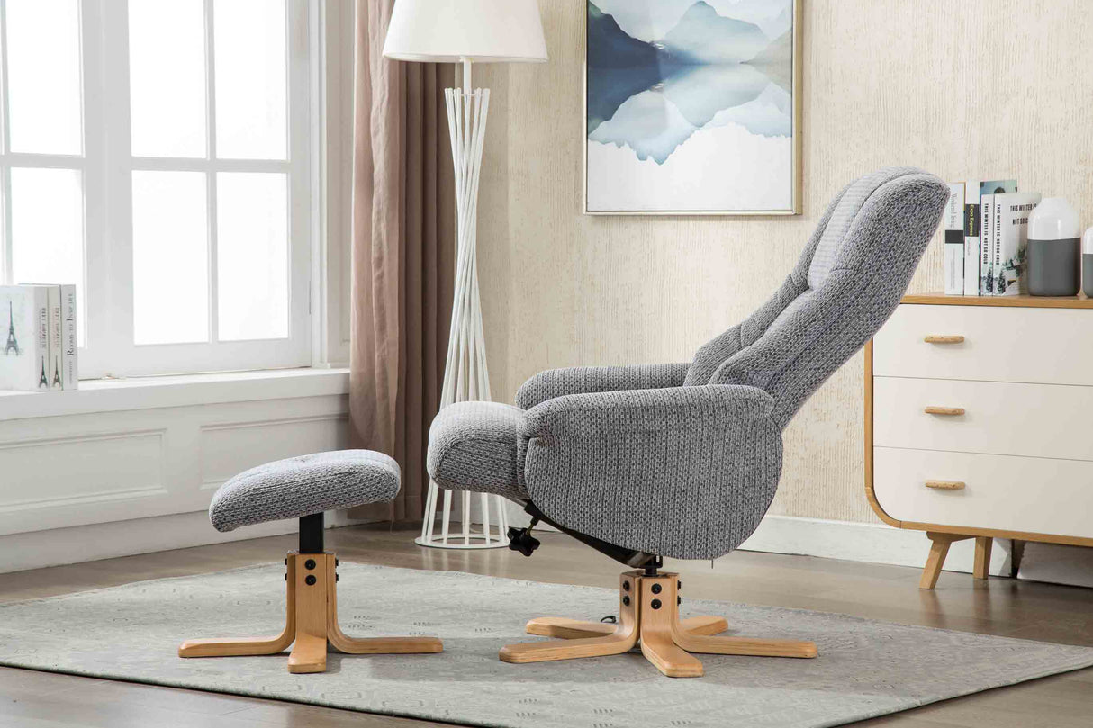 GFA Reclining Chair Florida Manual Recliner Swivel Chair and Foot Stool in Fabric - GFA