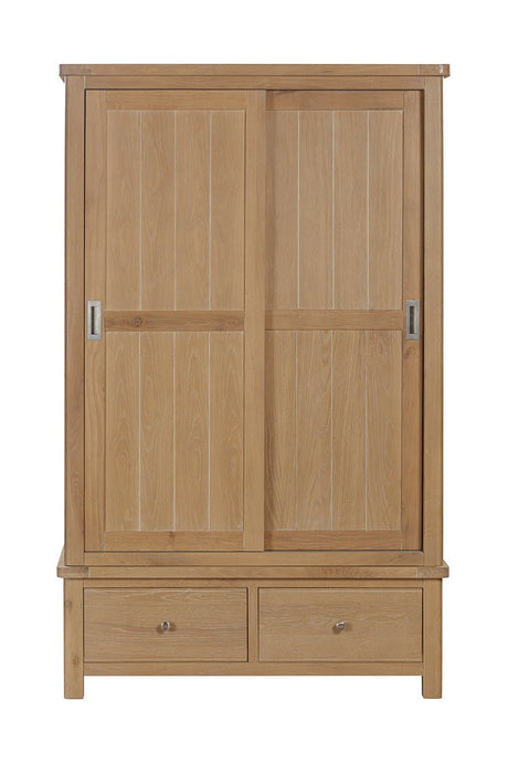 Your Home Style Wardrobe Foxley Oak Double Robe with 2 Sliding Doors & 2 Drawers