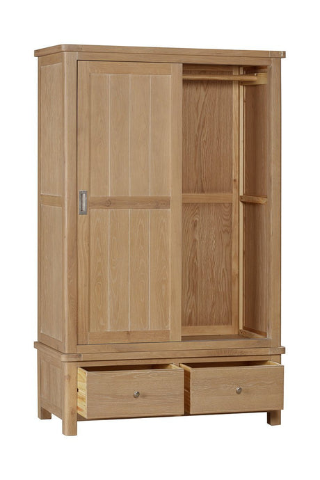 Your Home Style Wardrobe Foxley Oak Double Robe with 2 Sliding Doors & 2 Drawers