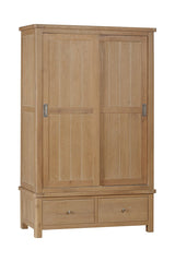 Your Home Style Wardrobe Foxley Oak Double Robe with 2 Sliding Doors & 2 Drawers