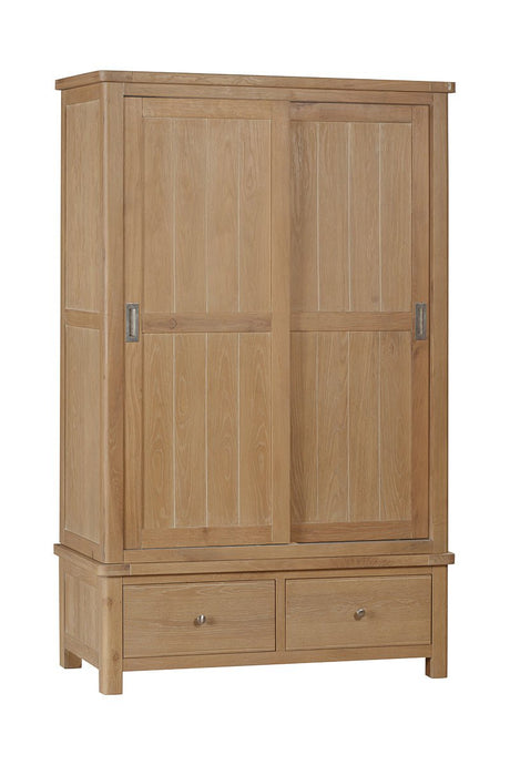 Your Home Style Wardrobe Foxley Oak Double Robe with 2 Sliding Doors & 2 Drawers