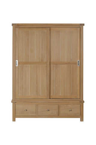 Foxley Oak Large robe with 2 Sliding Doors & 3 Drawers