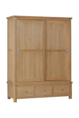 Your Home Style Wardrobe Foxley Oak Large robe with 2 Sliding Doors & 3 Drawers