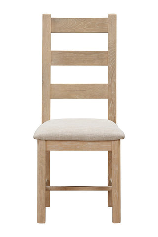 Foxley Oak Pair of Ladderback Chairs with Fabric Seat