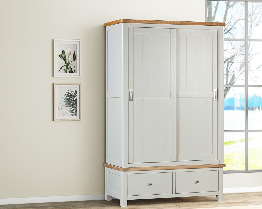 Your Home Style Wardrobe Foxley Painted Double Robe with 2 Sliding Doors & 2 Drawers