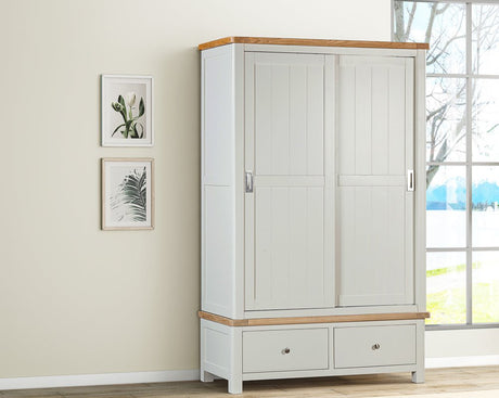 Your Home Style Wardrobe Foxley Painted Double Robe with 2 Sliding Doors & 2 Drawers