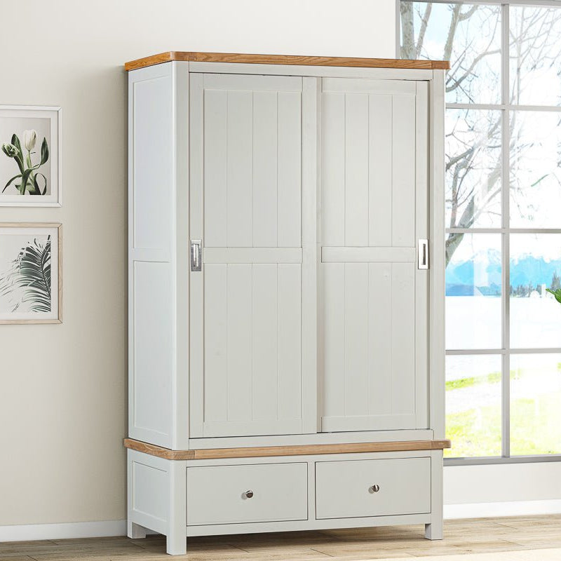 Your Home Style Wardrobe Foxley Painted Double Robe with 2 Sliding Doors & 2 Drawers