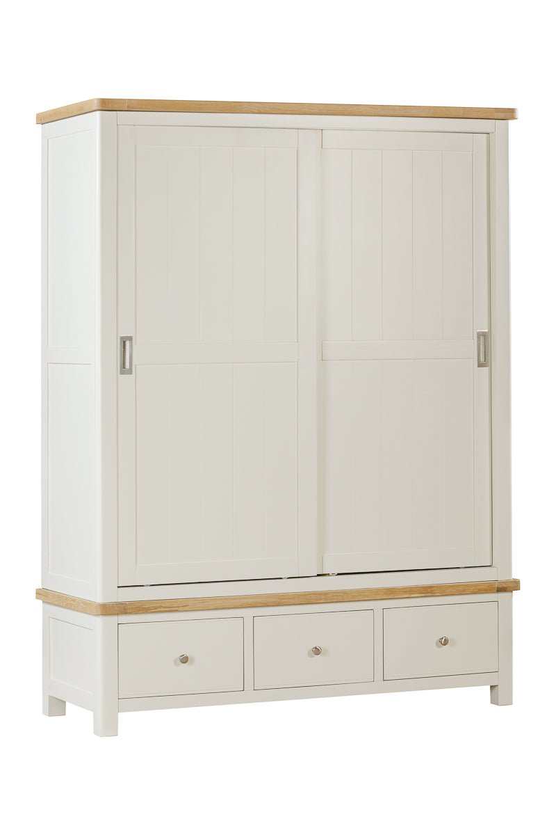 Your Home Style Wardrobe Foxley Painted Large robe with 2 Sliding Doors & 3 Drawers