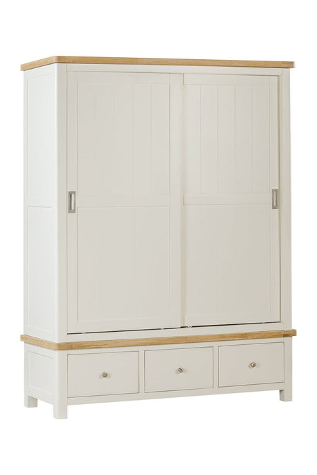Your Home Style Wardrobe Foxley Painted Large robe with 2 Sliding Doors & 3 Drawers