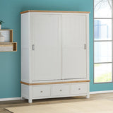 Your Home Style Wardrobe Foxley Painted Large robe with 2 Sliding Doors & 3 Drawers
