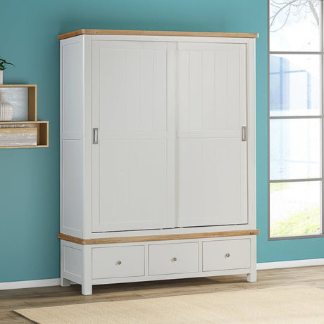 Your Home Style Wardrobe Foxley Painted Large robe with 2 Sliding Doors & 3 Drawers
