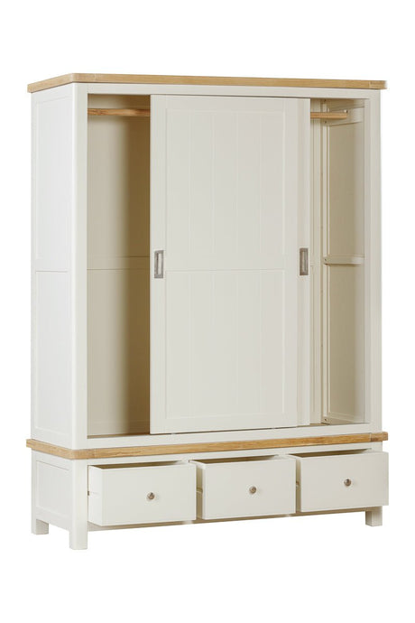 Your Home Style Wardrobe Foxley Painted Large robe with 2 Sliding Doors & 3 Drawers